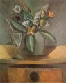 花瓶ワイングラスとスプーン 1908 年キュビスト パブロ ピカソ